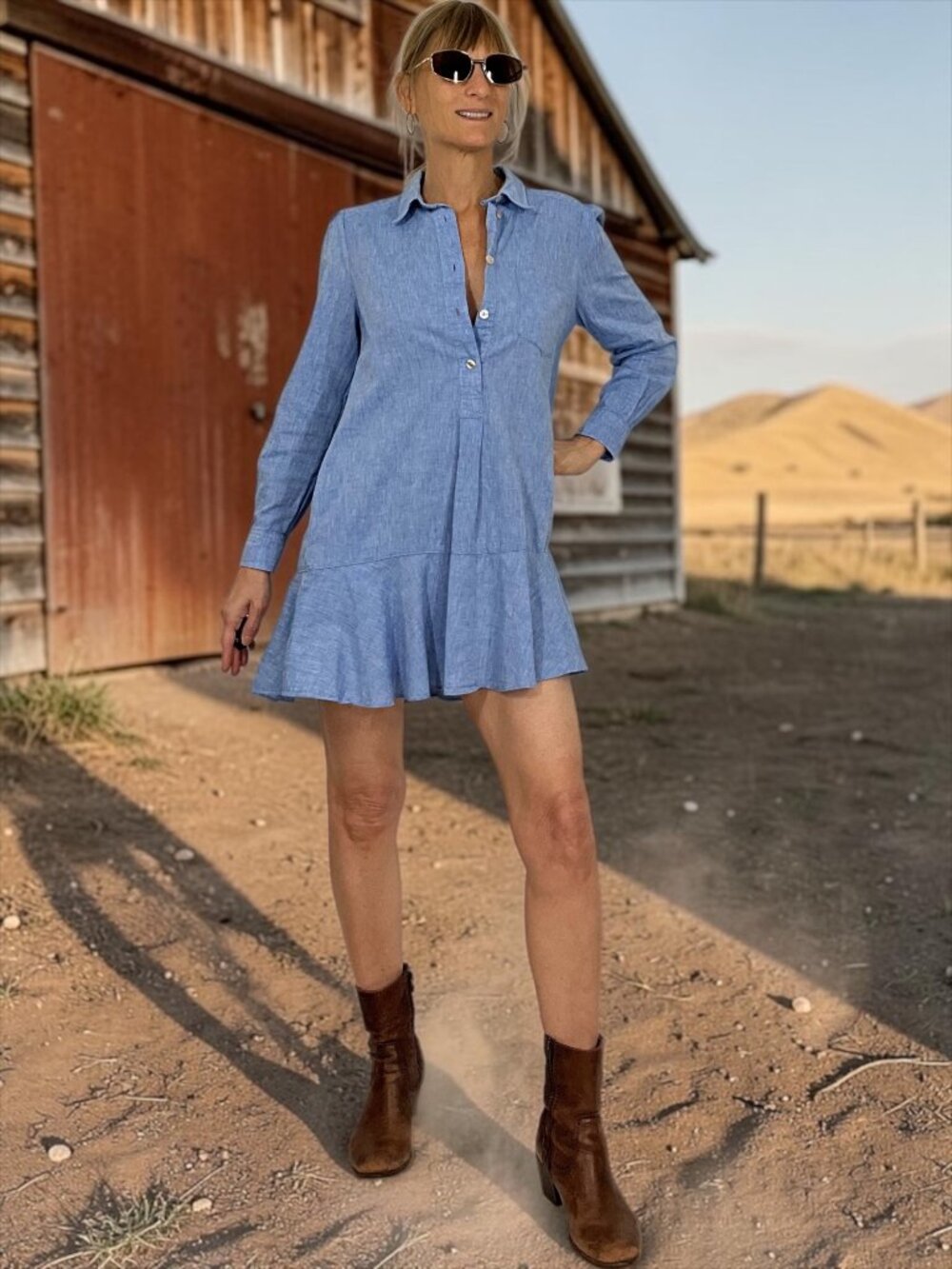 Tuckernuck Chambray Callahan Shirt Dress XS Blue Long Sleeve Mini Cotton